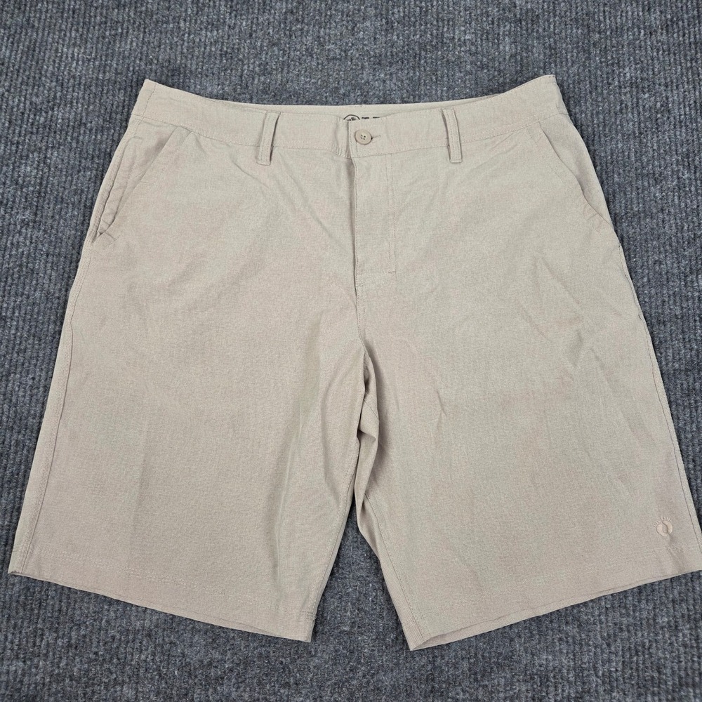 Hang Ten Mens Hybrid Shorts Size 38‎ Tan Beige Stretch Walk Board Shorts 26413